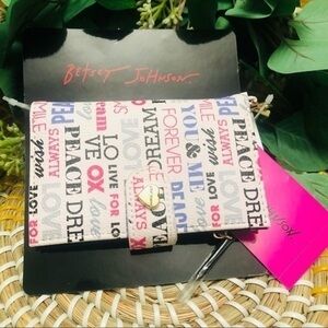 Betsey Johnson Graphic Print Snap Wallet Gold Hardware Compact Card Holder NWT